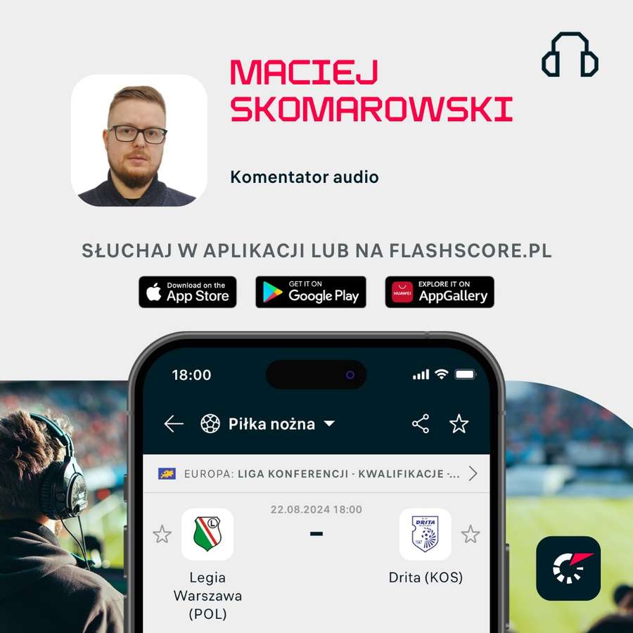 Słuchaj meczu Legia - Drita z Flashscore