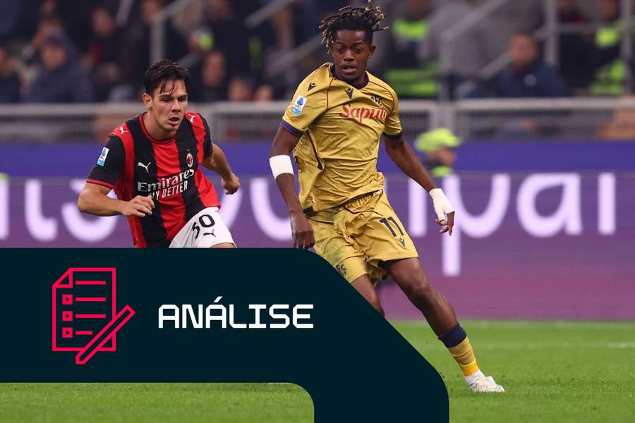 Samuel Mbangula, do Bologna, em ação frente ao AC Milan Samuel Mbangula, do Bologna, em ação frente ao AC Milan