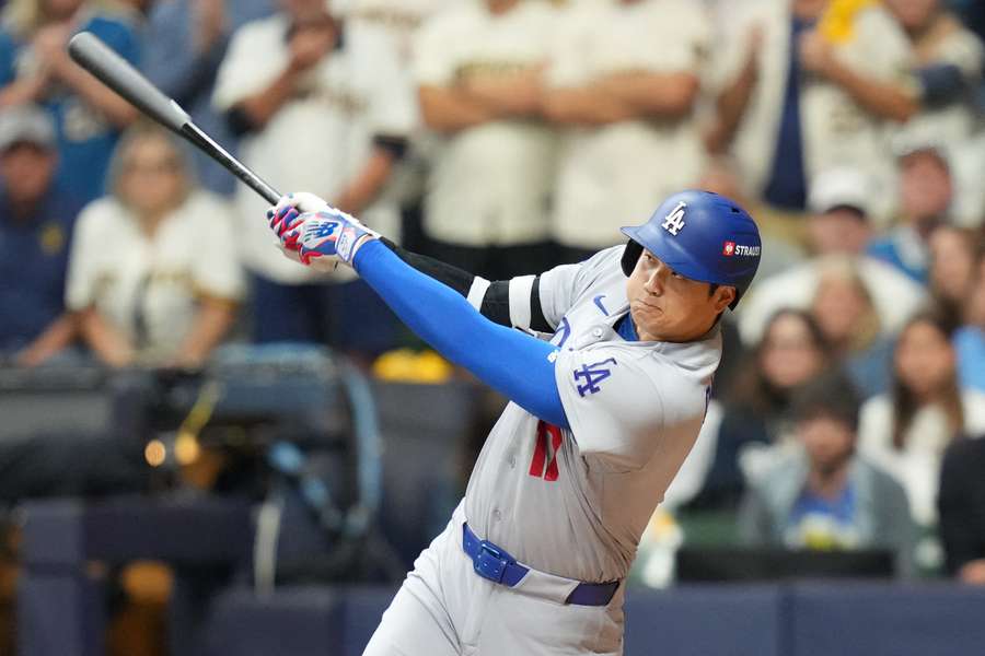 LA Dodgers' Shohei Ohtani batting during the eighth inning of their loss to Milwaukee Brewers. LA Dodgers' Shohei Ohtani batting during the eighth inning of their loss to Milwaukee Brewers.