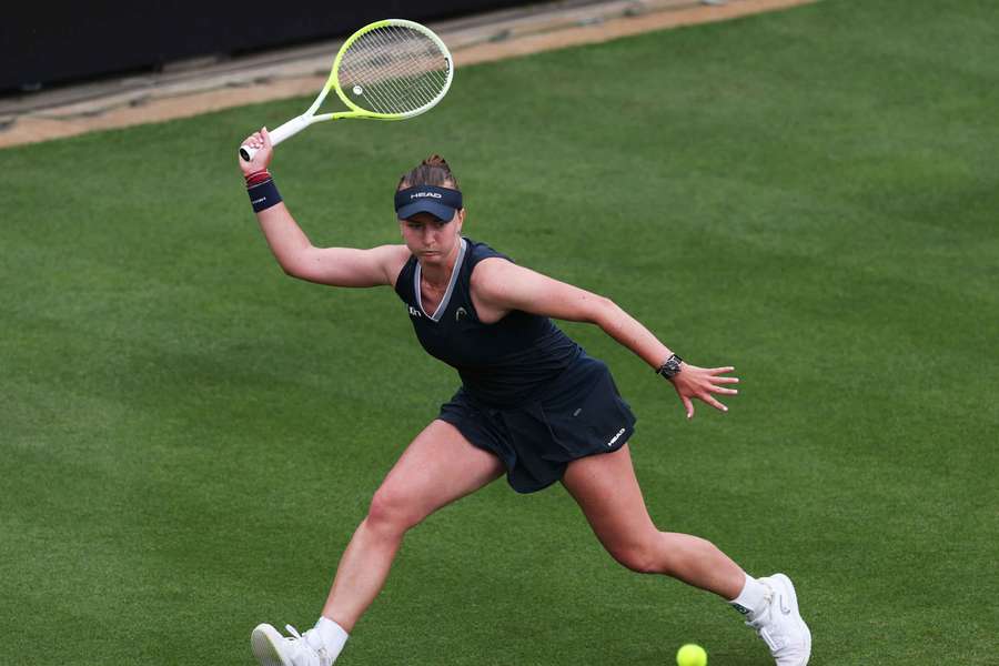 Barbora Krejcikova in action during her Eastbourne round of 16 match against Jodie Burrage Barbora Krejcikova in action during her Eastbourne round of 16 match against Jodie Burrage