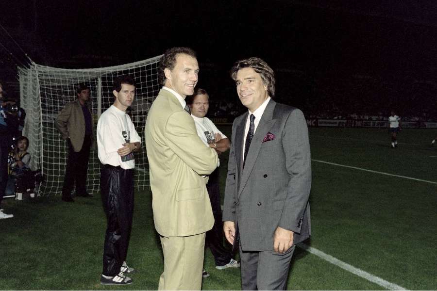 Franz Beckenbauer et Bernard Tapie en septembre 1990