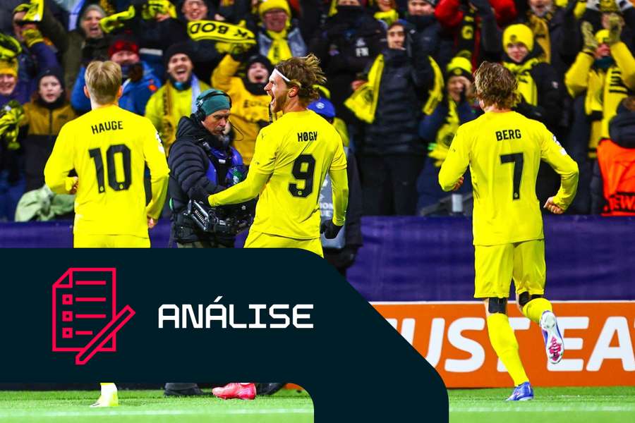 Kasper Hogh, do Bodo/Glimt, festeja depois de marcar contra o Man City