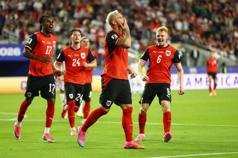 Marko Arnautovic celebrates goal Marko Arnautovic celebrates goal