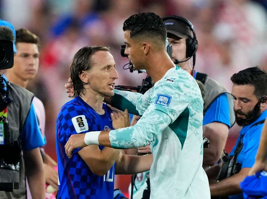 Portugal's Cristiano Ronaldo and Croatia's Luka Modric embrace after the match Portugal's Cristiano Ronaldo and Croatia's Luka Modric embrace after the match