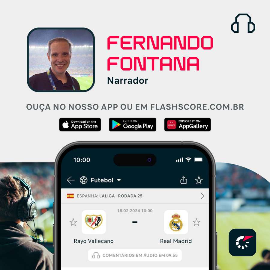 Flashscore transmite jogo do Real com narração ao vivo