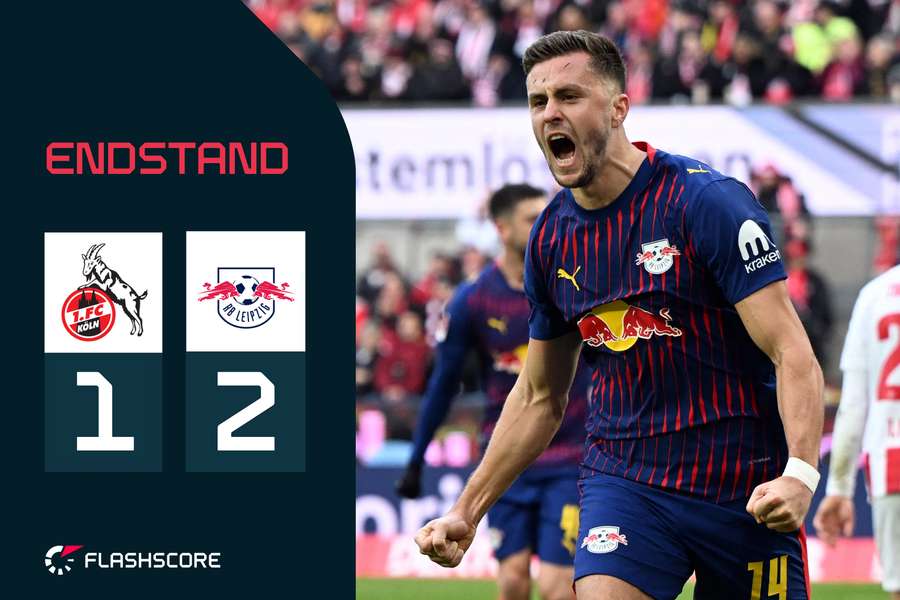 Christoph Baumgartner feiert den Siegtreffer für RB Leipzig in Köln.