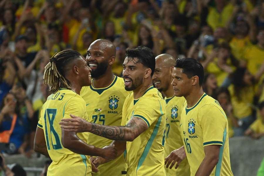 Brazil's players celebrate