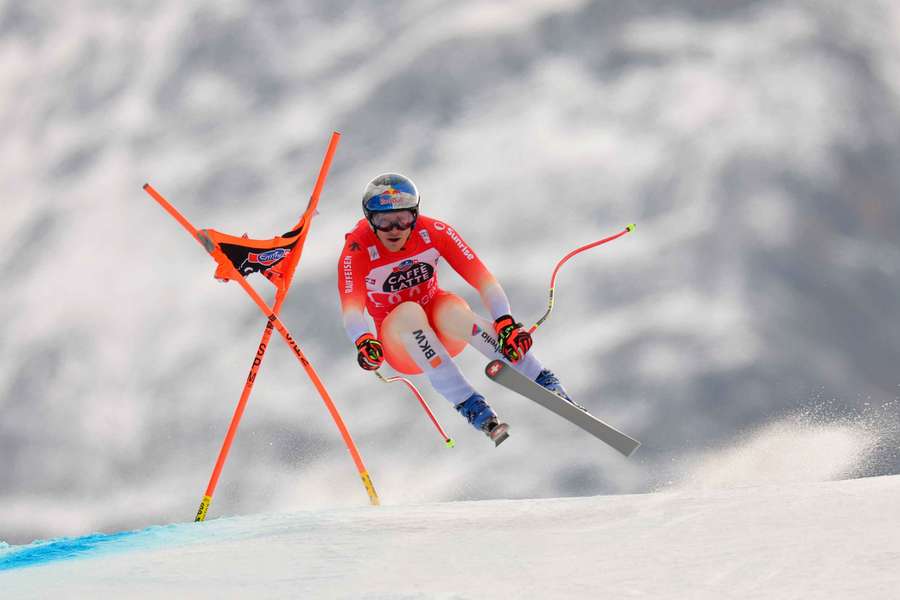 Switzerland's Marco Odermatt in action during his run in Wengen