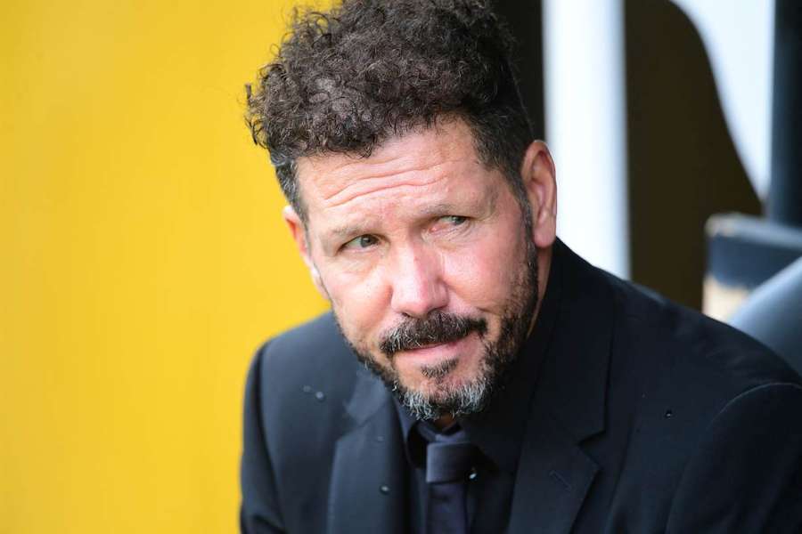 Simeone, durante el partido de Mestalla.