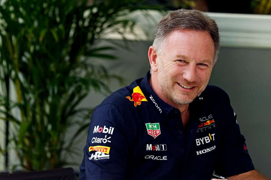 Red Bull team principle Christian Horner sits in the F1 Village before the F1 Miami Grand Prix at Miami International Autodrome
