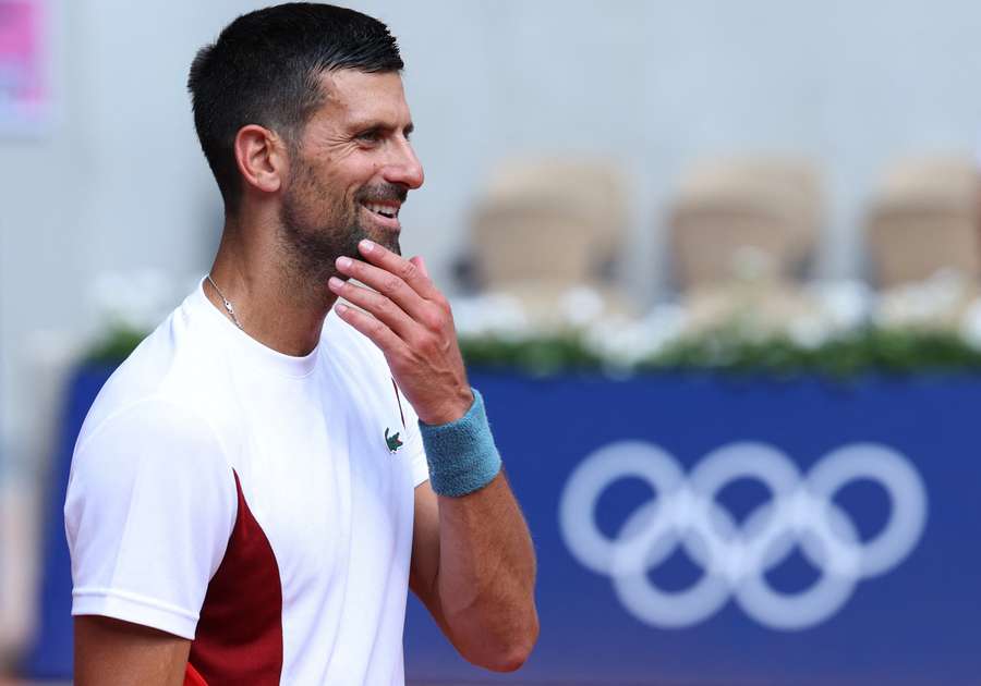 Novak Djokovic of Serbia during training in Paris