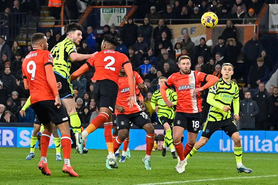 Declan Rice salvou o Arsenal de uma derrota contra o Luton