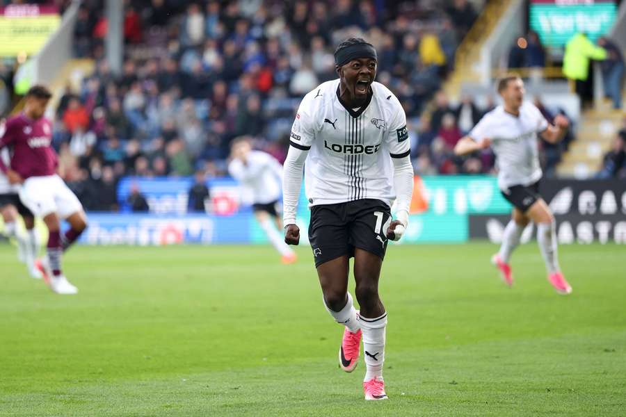 Mohammed Fuseini celebrates first Derby goal. Mohammed Fuseini celebrates first Derby goal.