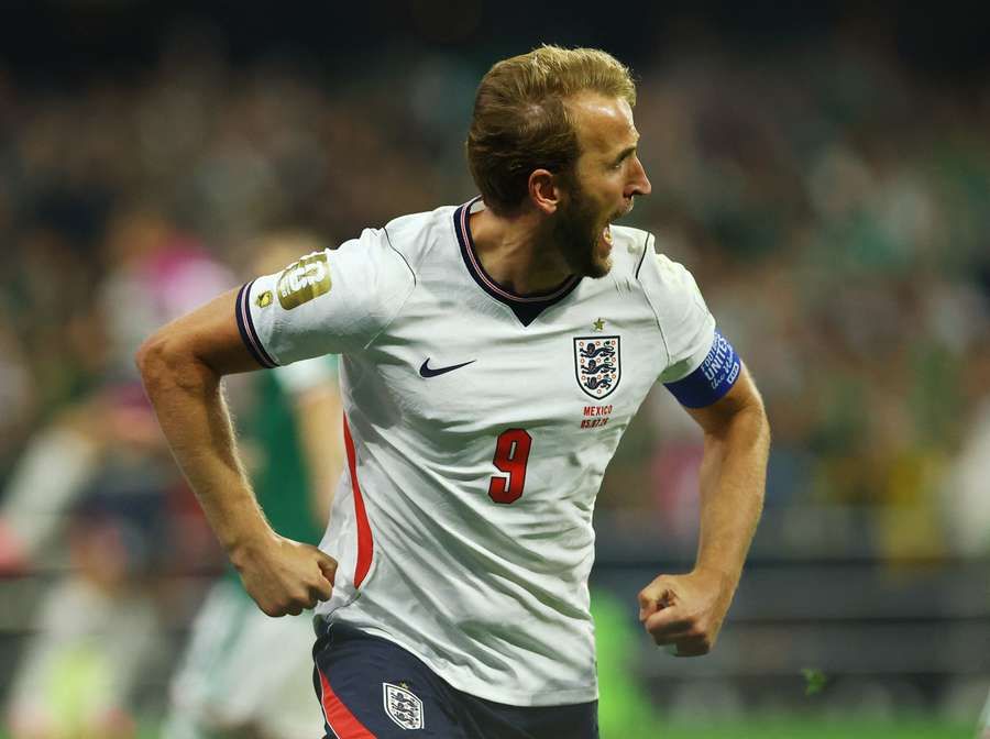 England's Kane reacts after scoring against Mexico England's Kane reacts after scoring against Mexico