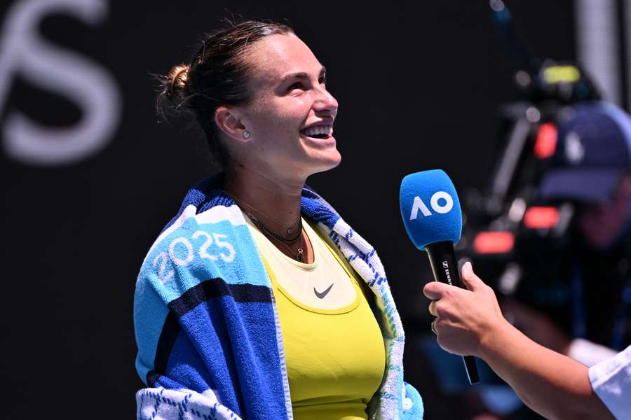 Sabalenka interrogée après son match.
