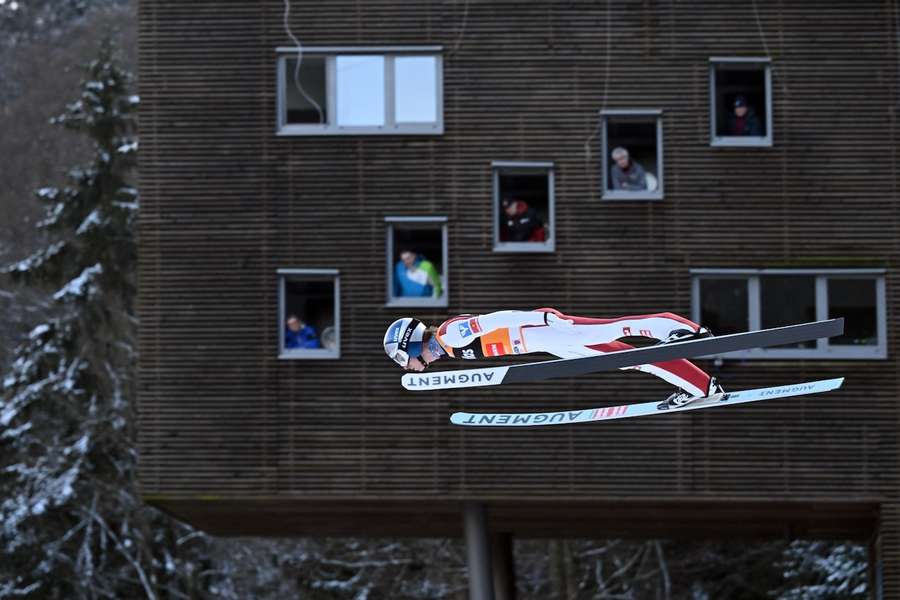 Daniel Tschofenig auf dem Siegesflug in Willingen.
