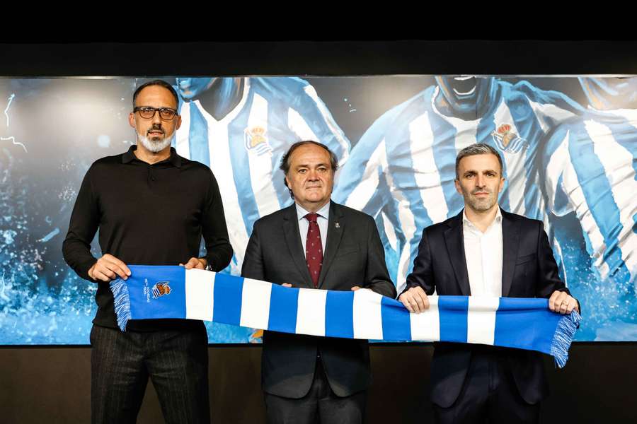 Pellegrino Matarazzo, junto a Aperribay y a Bretos