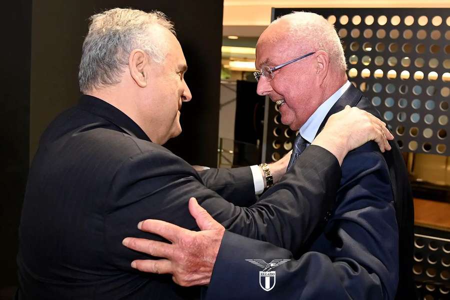 Claudio Lotito, presidente da Lazio, com Sven-Goran Eriksson