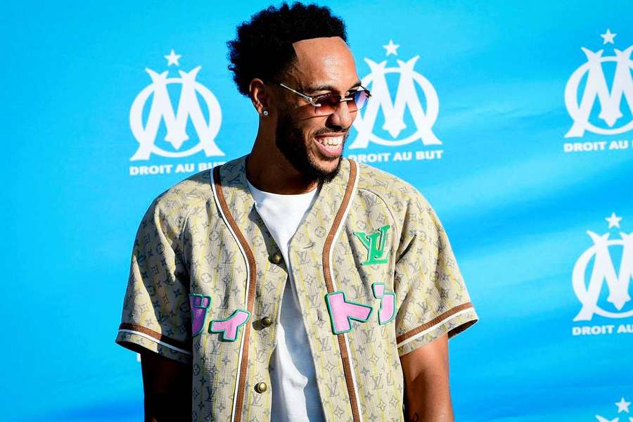 Aubameyang on his arrival in Marseille on Wednesday