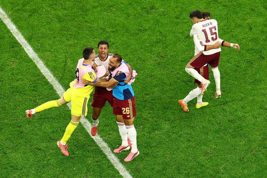 Los jugadores españoles celebran su pase a la final del Mundial Los jugadores españoles celebran su pase a la final del Mundial