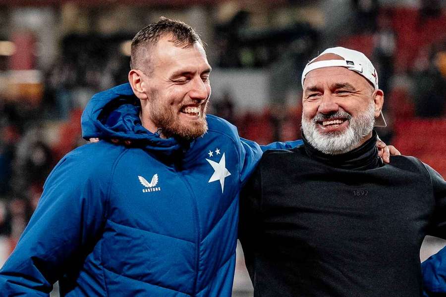Tomáš Chorý s trenérem Jindřichem Trpišovským.