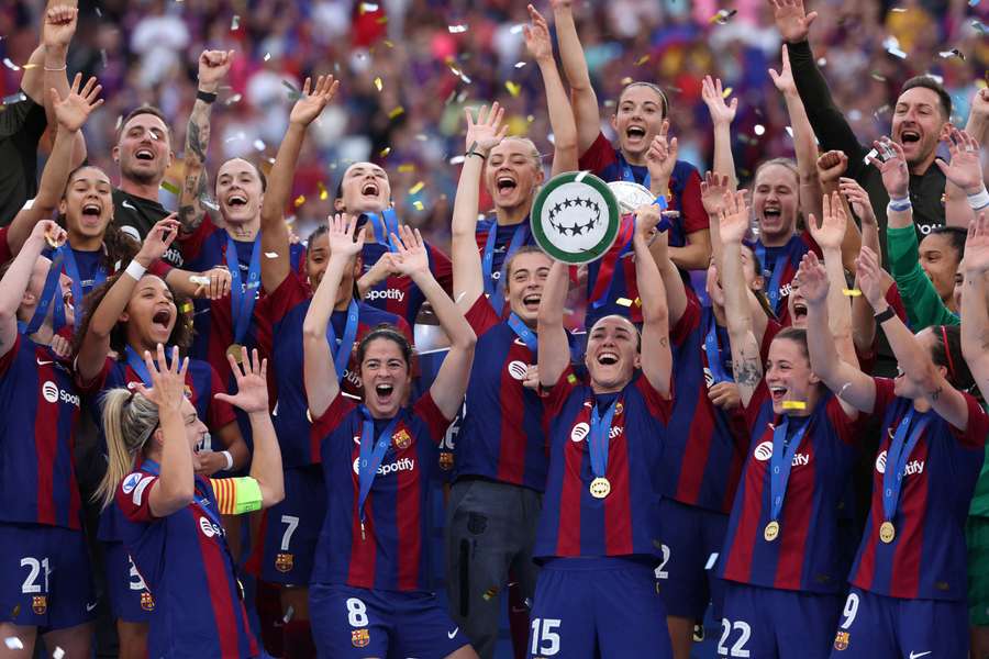 Barcelona defeated Lyon to win the Women's Champions League final on Saturday, beating the French side for the first time