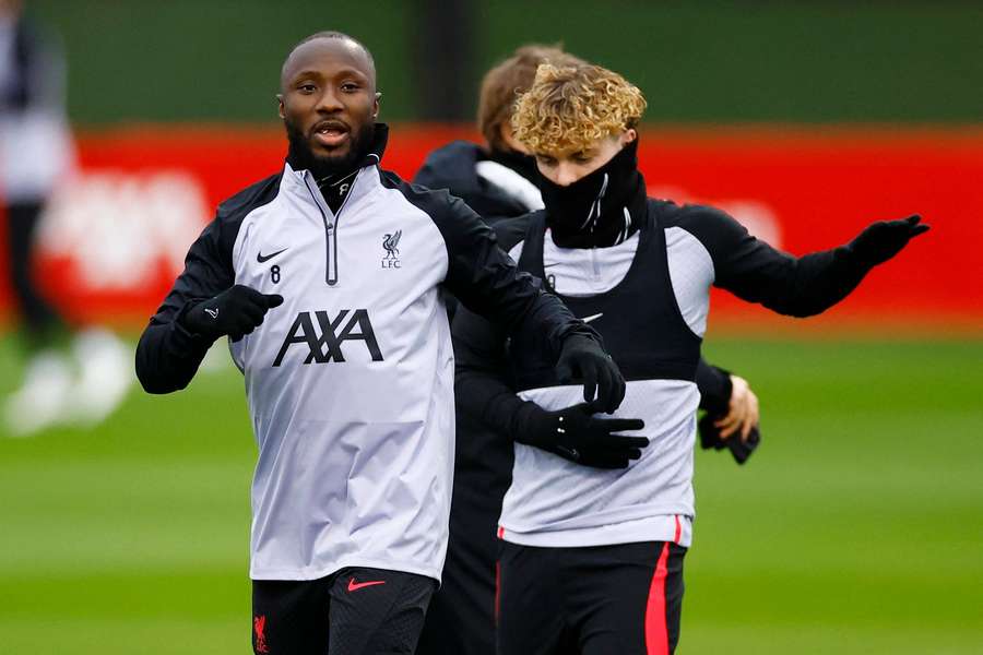 Naby Keita in training with former club Liverpool