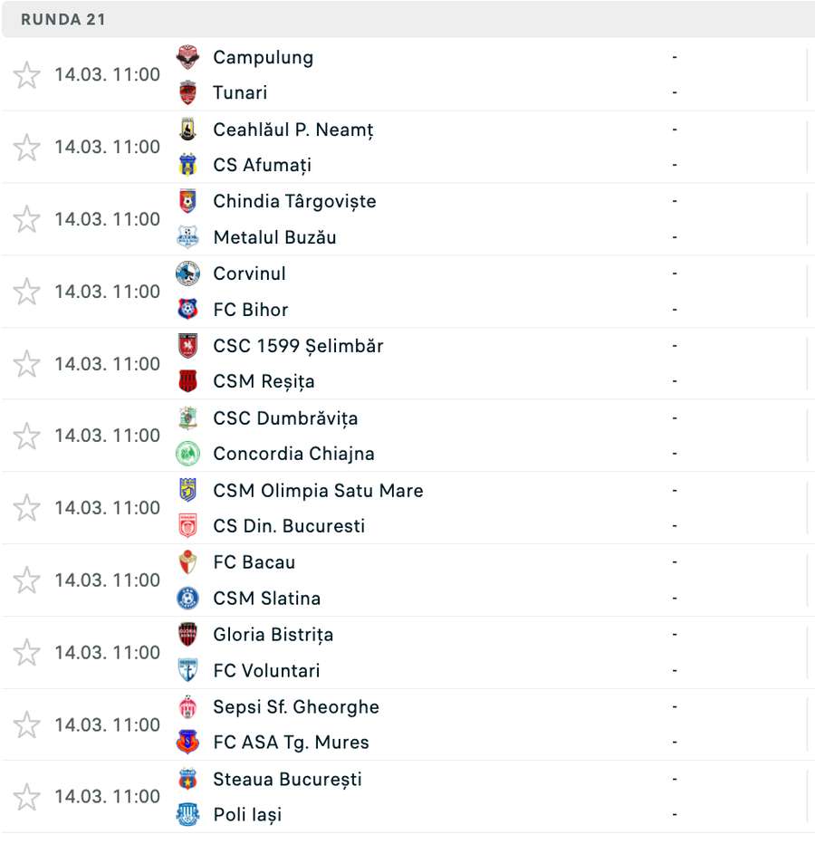 Program Etapa 21, Liga 2
