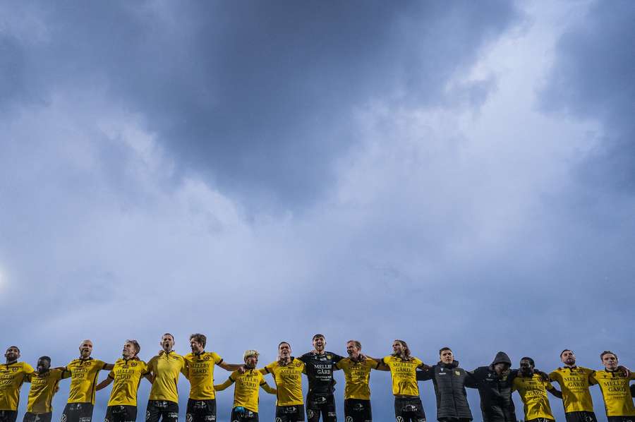 The Mjallby squad after beating Norrkoping The Mjallby squad after beating Norrkoping