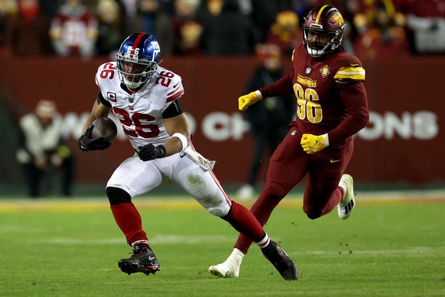 Running back Saquon Barkley was vorige week op dreef tegen Washington