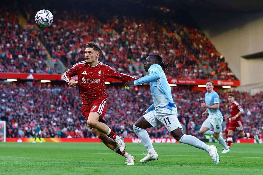 Liverpool's Florian Wirtz clashes with Man City's Jeremy Doku Liverpool's Florian Wirtz clashes with Man City's Jeremy Doku