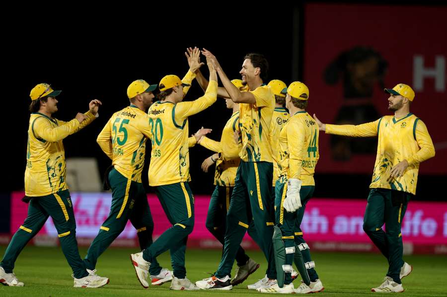 South Africa celebrate against England