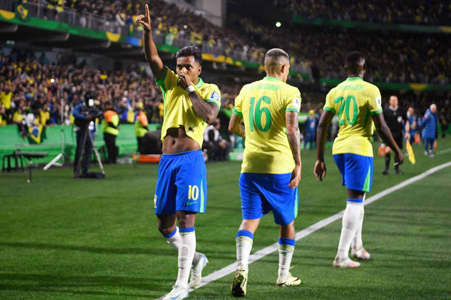 Rodrygo celebra el gol ante Ecuador.