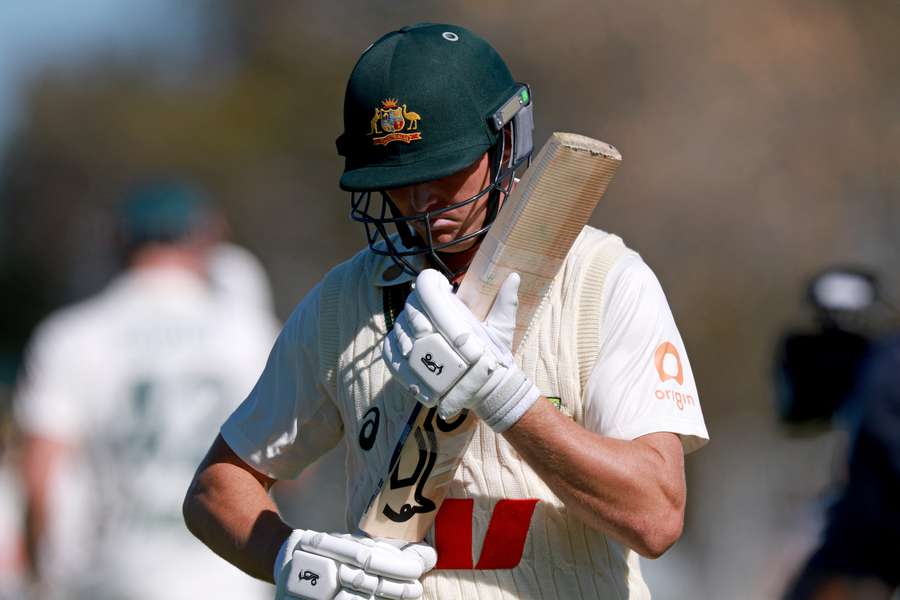 A disconsolate Marnus Labuschagne after being dismissed in Mackay A disconsolate Marnus Labuschagne after being dismissed in Mackay