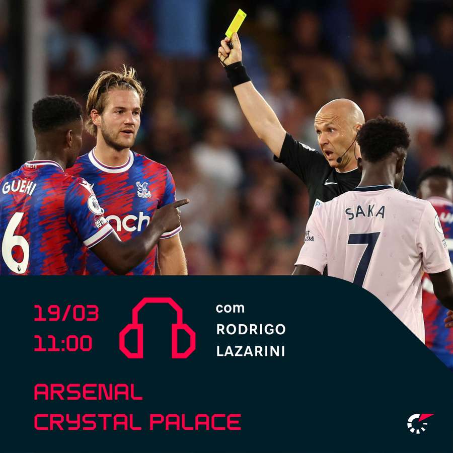 Jogo entre Arsenal e Crystal Palace tem narração do Flashscore Brasil