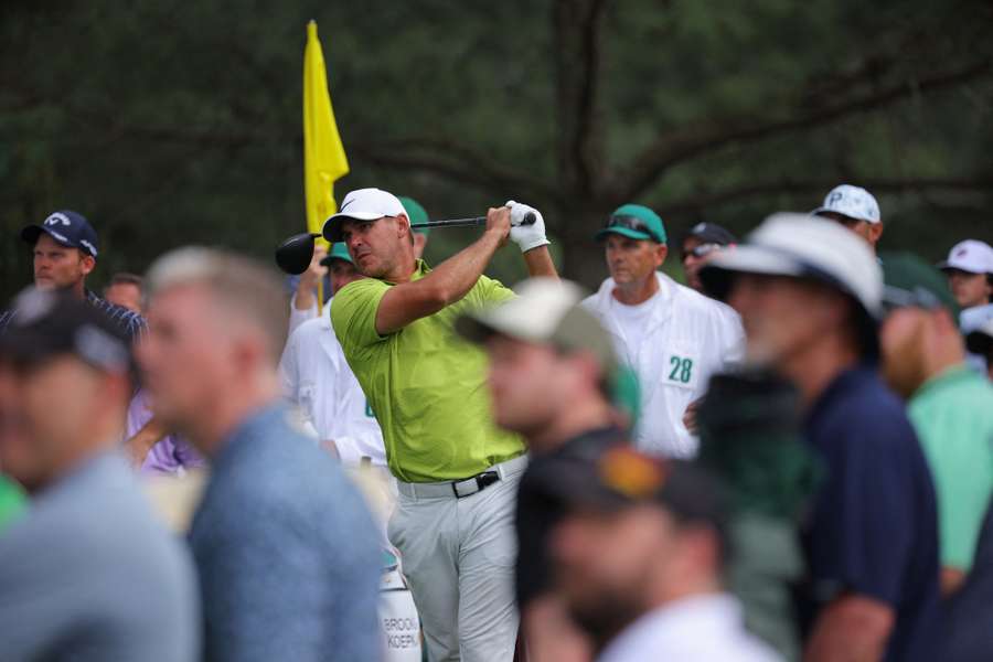 Brooks Koepka in action at Augusta before rain curtailed play on Friday