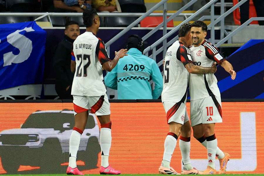Flamengo's Giorgian de Arrascaeta celebrates scoring Flamengo's Giorgian de Arrascaeta celebrates scoring