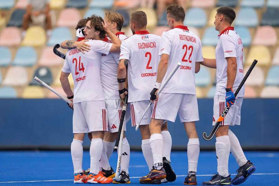 Polska w meczu fazy z Austrią w Mistrzostwach Europy w Hokeju na Trawie.