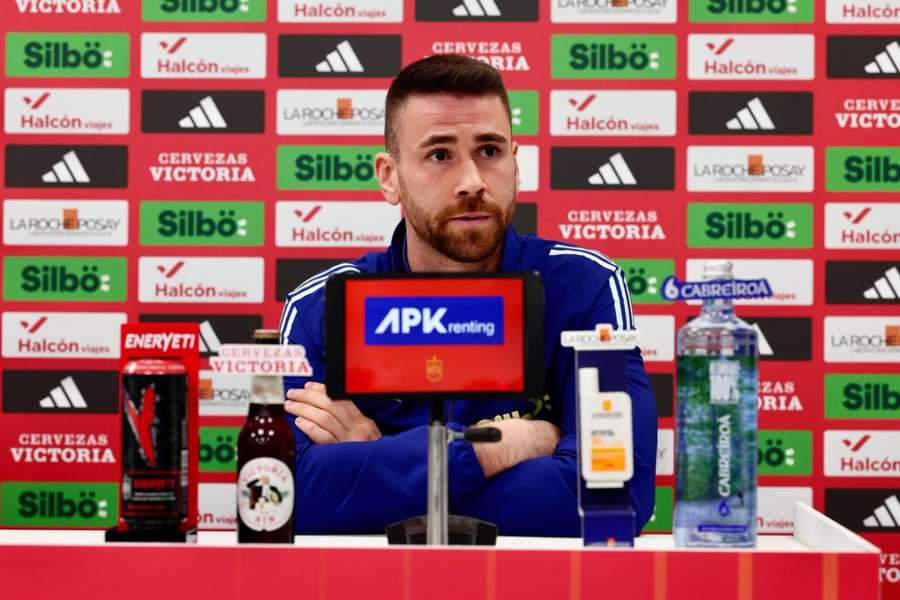 Unai Simón, durante su rueda de prensa