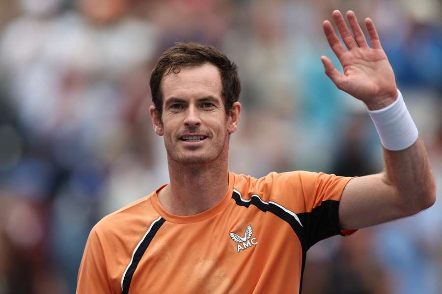 Britain's Andy Murray celebrates after defeating David Goffin of Belgium in the first round of the Indian Wells Masters