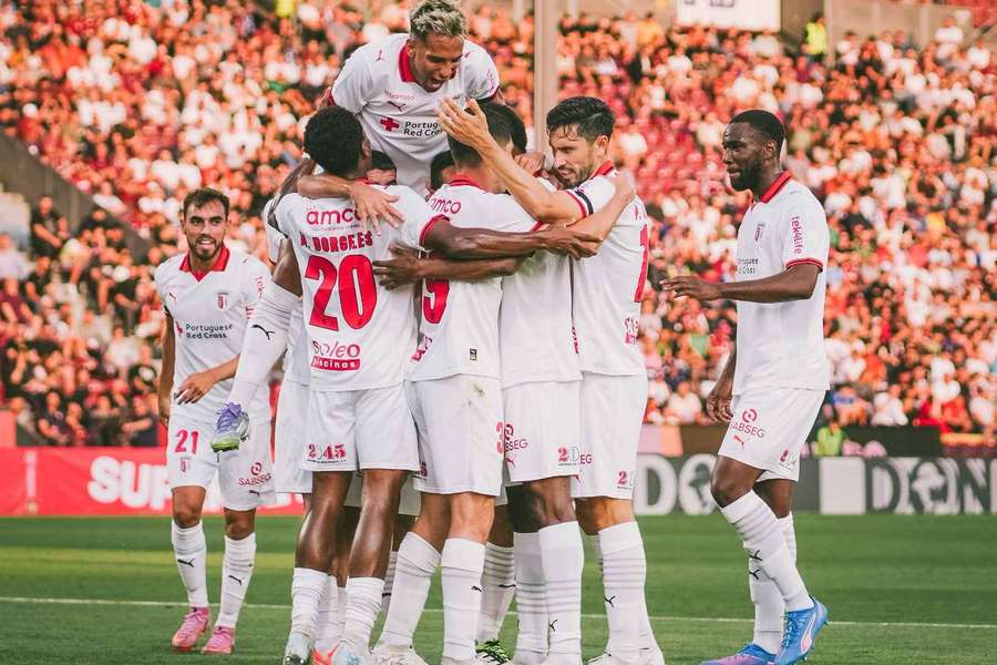 A festa dos jogadores do SC Braga