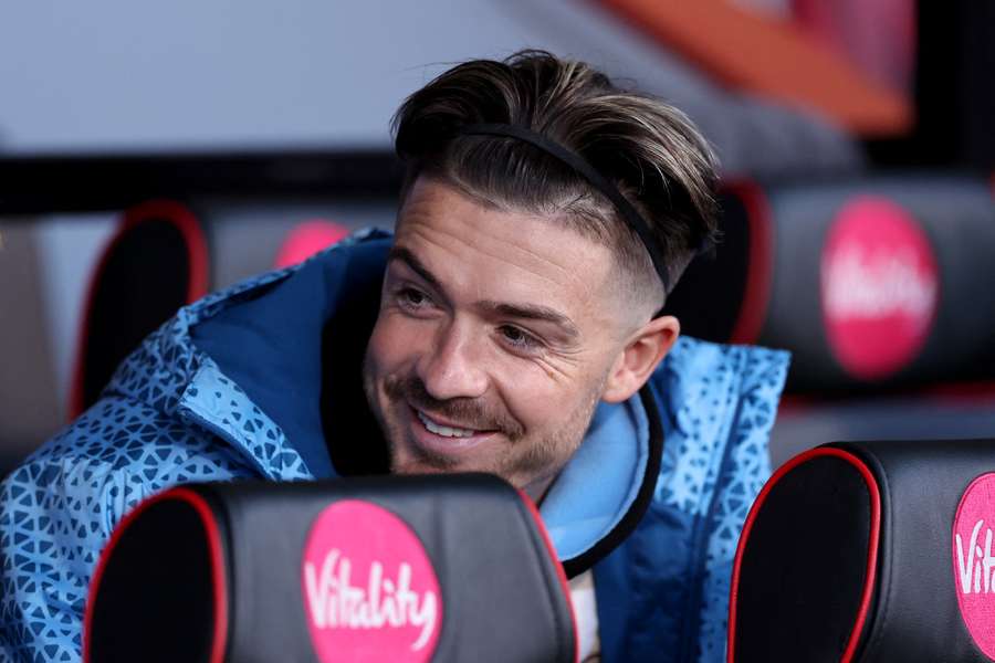 Jack Grealish of Manchester City is seen on the bench