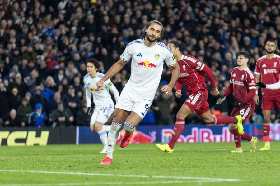 Leeds' Dominic Calvert-Lewin scores against Liverpool in December