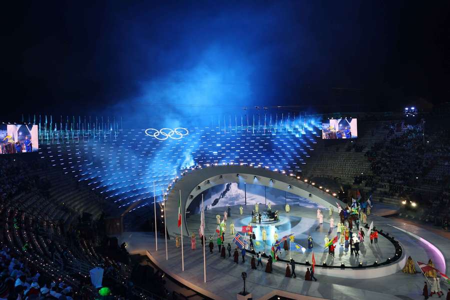 Ceremonia zamknięcia igrzysk olimpijskich Mediolan-Cortina d'Ampezzo. Ceremonia zamknięcia igrzysk olimpijskich Mediolan-Cortina d'Ampezzo.