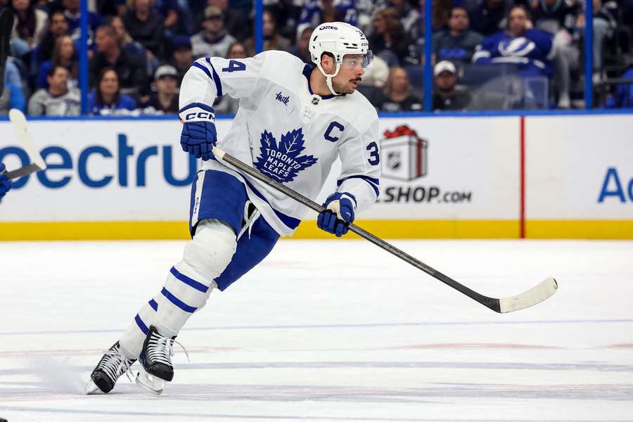 Toronto's Auston Matthews skating against the Tampa Bay Lighting 