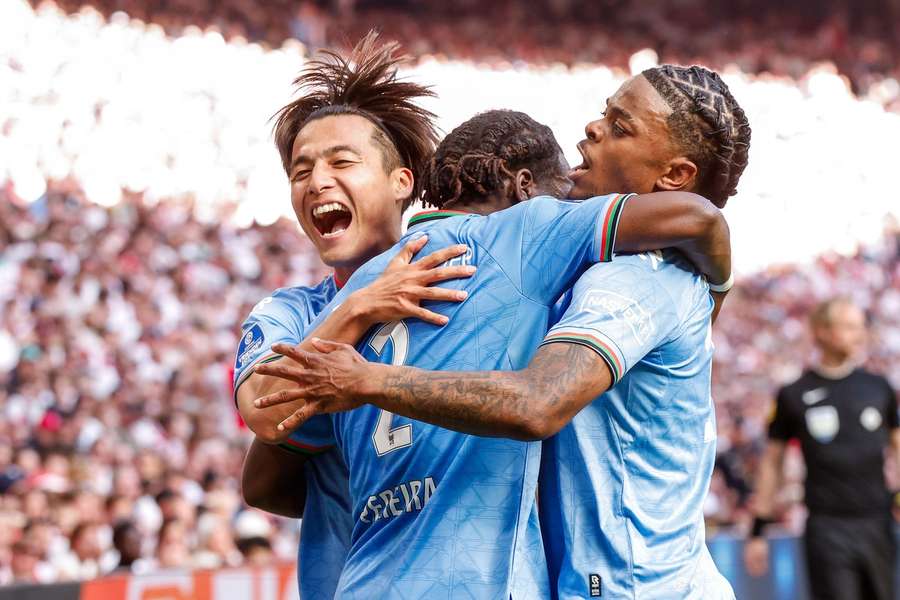 NEC celebrate Brayann Pereira's 2-0 against Ajax NEC celebrate Brayann Pereira's 2-0 against Ajax