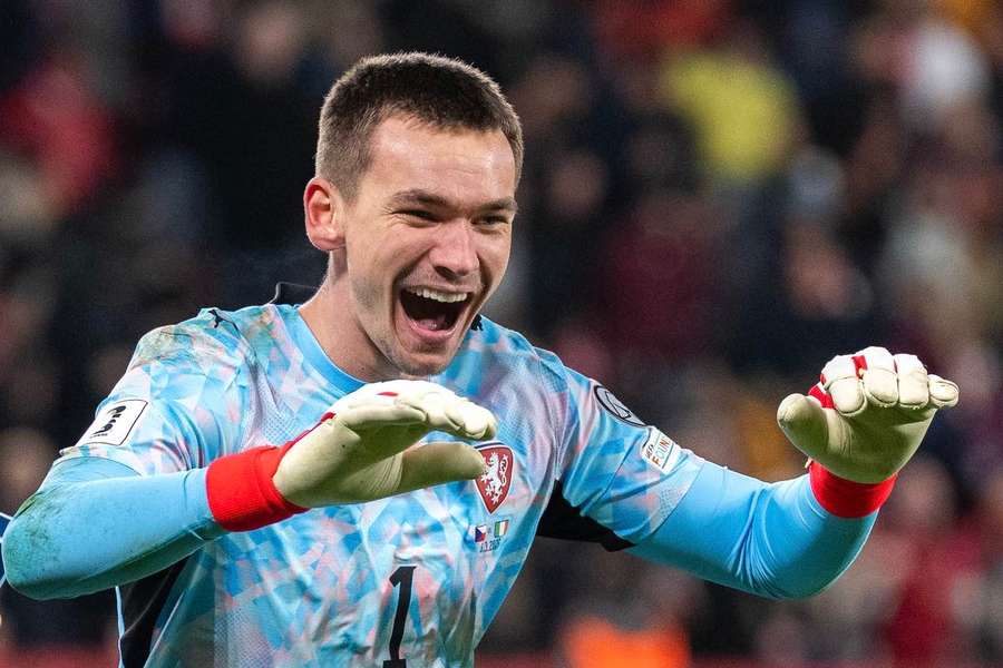 Brankář Matěj Kovář se raduje v utkání proti Irsku.
