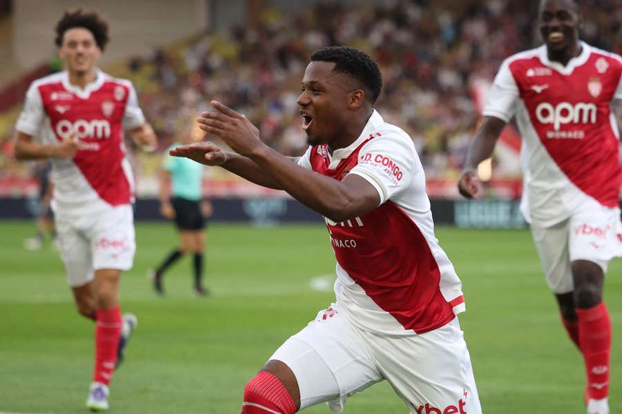 Ansu Fati celebrates after scoring Monaco's second goal against Metz