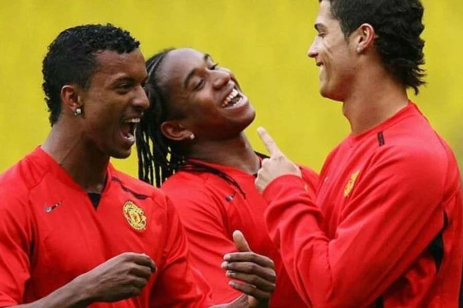 Nani, Anderson y Cristiano Ronaldo en el Manchester United