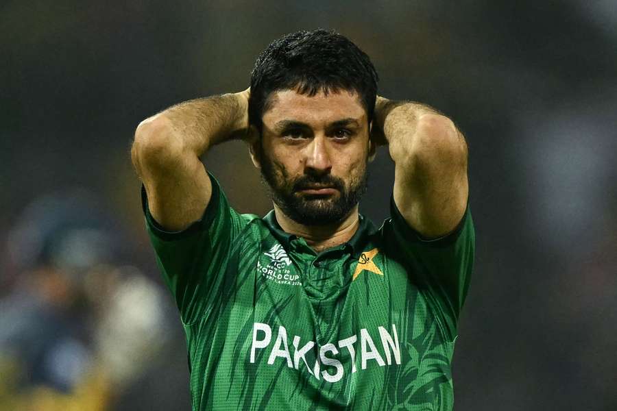 Pakistan's Abrar Ahmed reacts